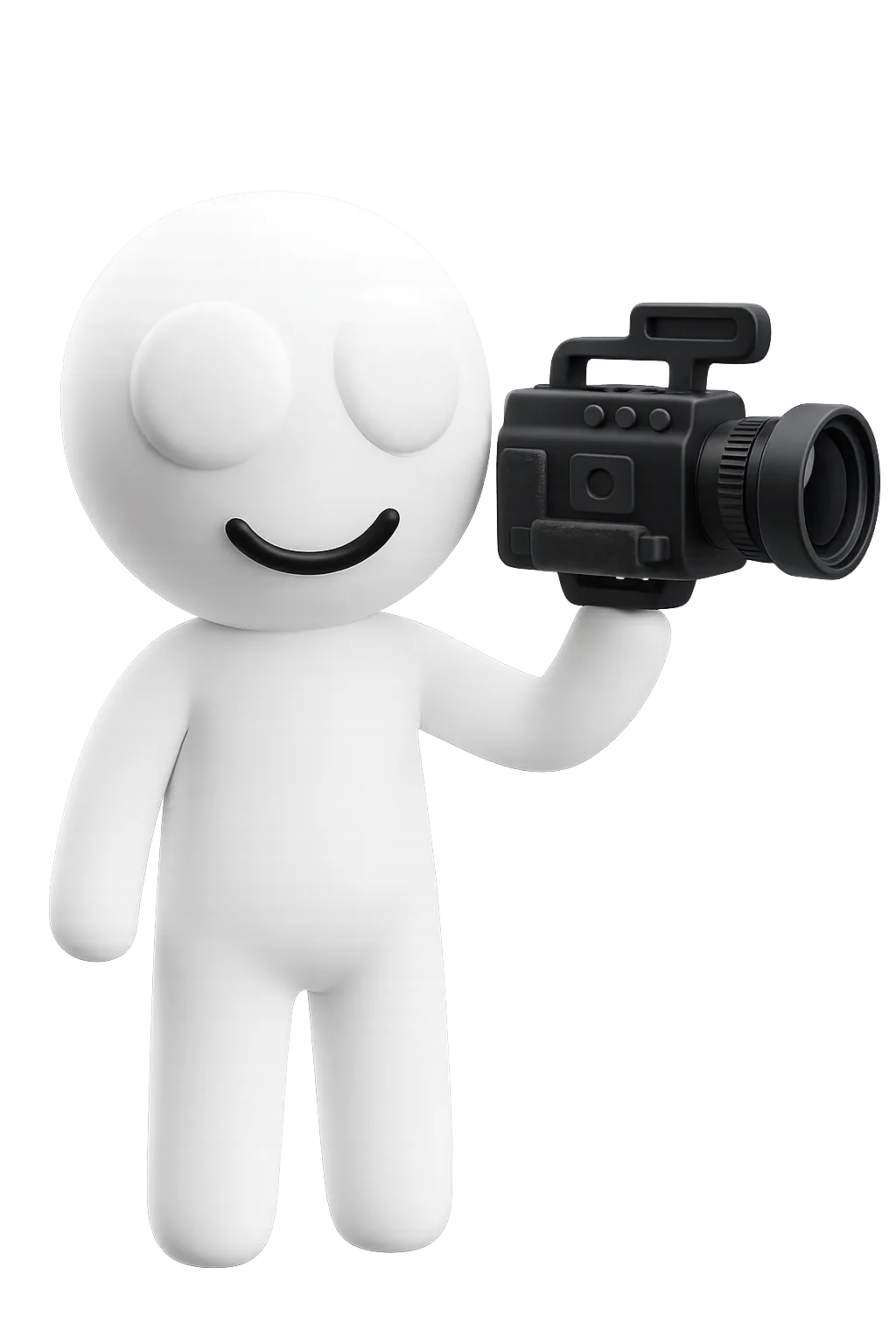 The Very Serious Ads mascot: a smiling white character holding a video camera
